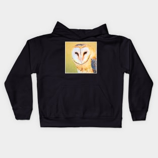 Snow Owl in Watercolor Kids Hoodie